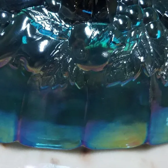 Garland Iridescent Harvest Carnival Blue Carnival Footed Centerpiece Fruit Bowl - Picture 6 of 7